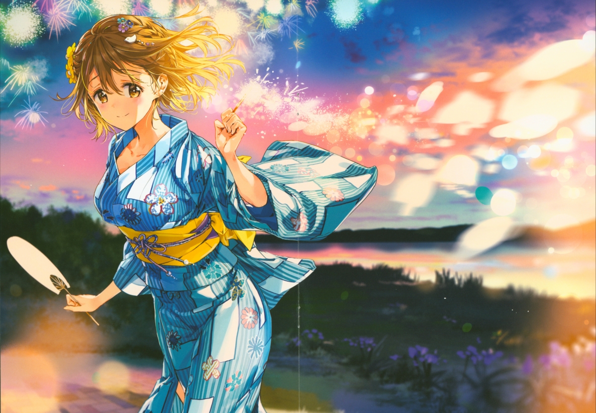 日本和服美女 天空 樱花 8k动漫壁纸